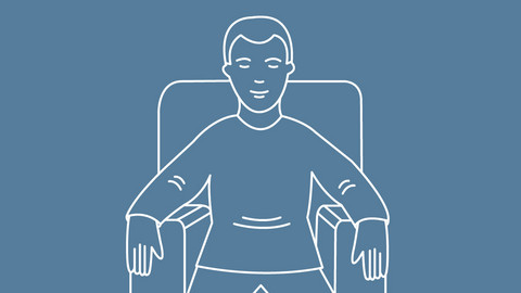 Sitting like a pasha: A brief introduction to the breathe-easy position Grafische Darstellung einer Person, die aufrecht in einem Sessel sitzt