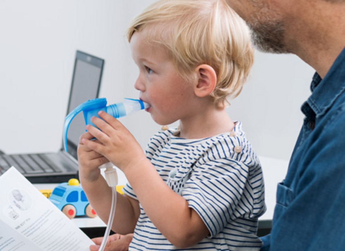 PARI nebulisers: for tried and tested relief Young child using a nebulizer inhaler