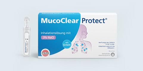 Produktabbildung – MucoClear Protect – Hypertone Salzlösung (3% NaCl) mit Ectoin®, 10er Packung