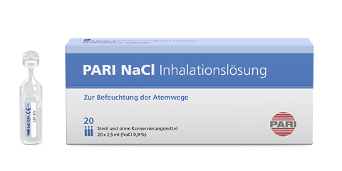 Produktabbildung – PARI NaCl 0,9% Inhalationslösung – Isotone Kochsalzlösung, 20er Packung