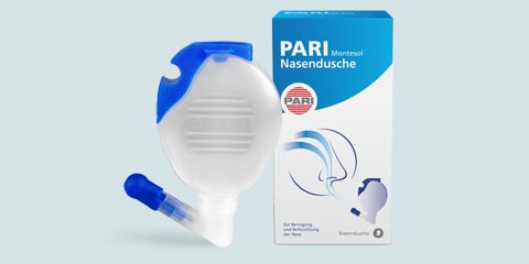 Produktabbildung – PARI Montesol Nasendusche mit Verpackung